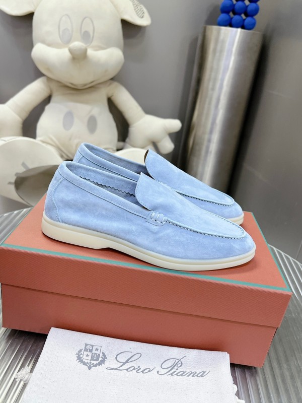 2025 Women LP Light Blue Suede Loafers LY00260