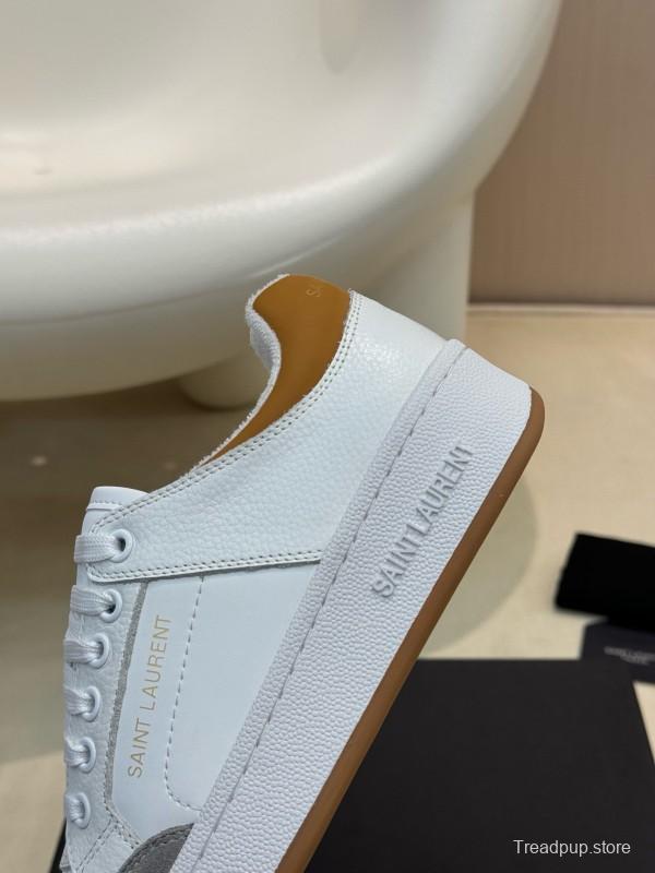 2024 Unisex Yves Saint Laurent White Grey Brown Leather Suede Sneakers