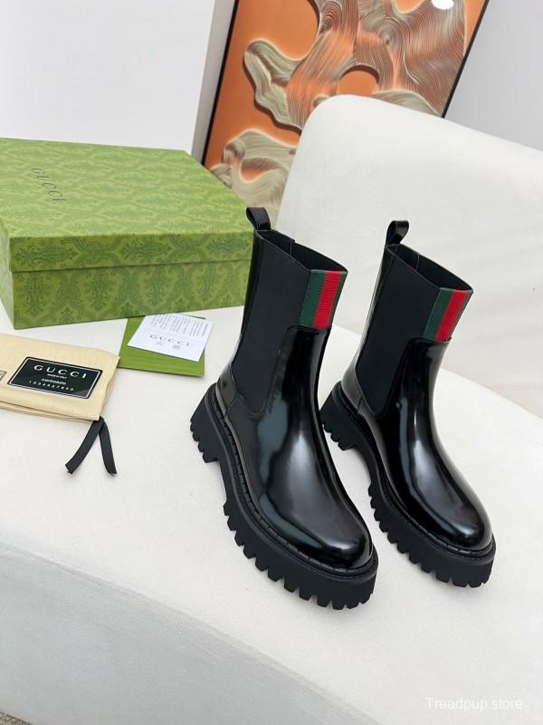 2024 Women Gucci Black Leather Boots MJ00340