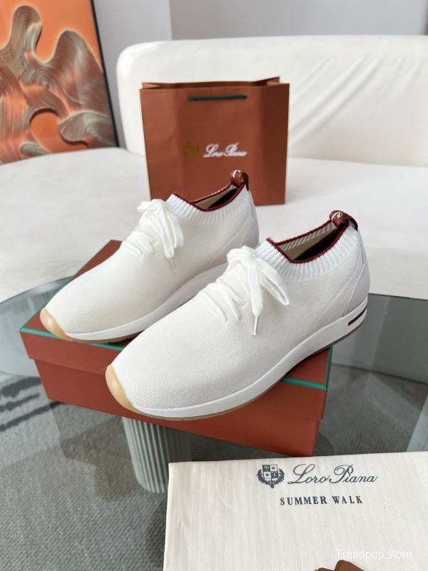 2024 Men Le Parmentier White Wool Blend Knit Sneakers MJ00330