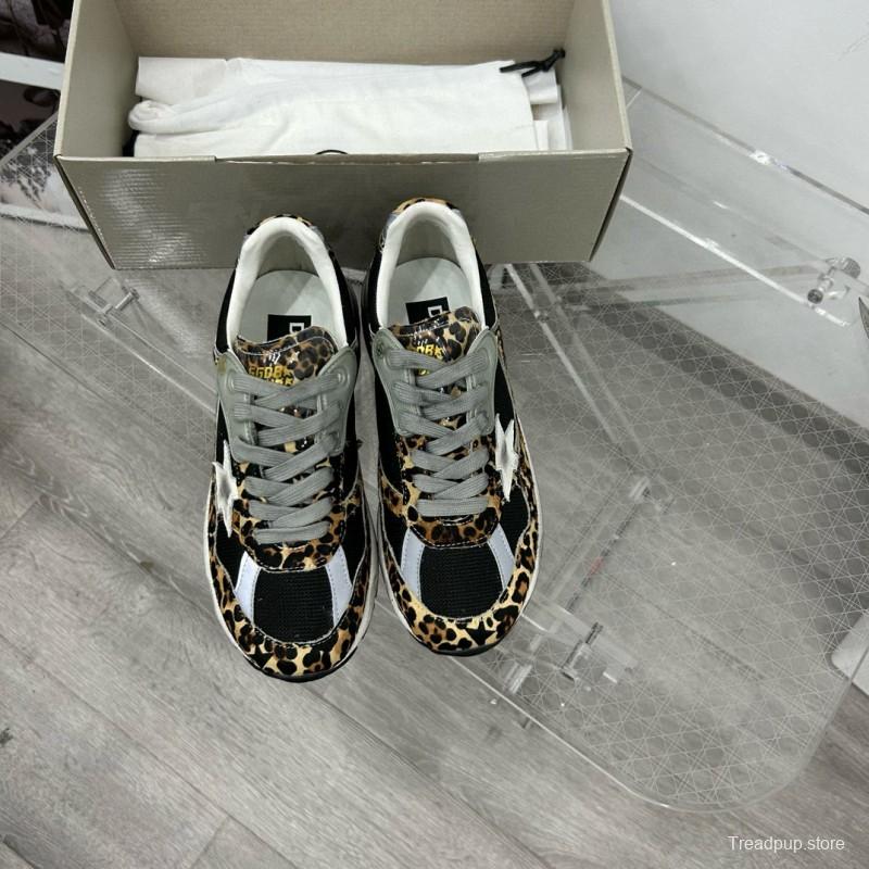 2024 Women GGDB Leopard Black Grey Mesh Leather Sneakers
