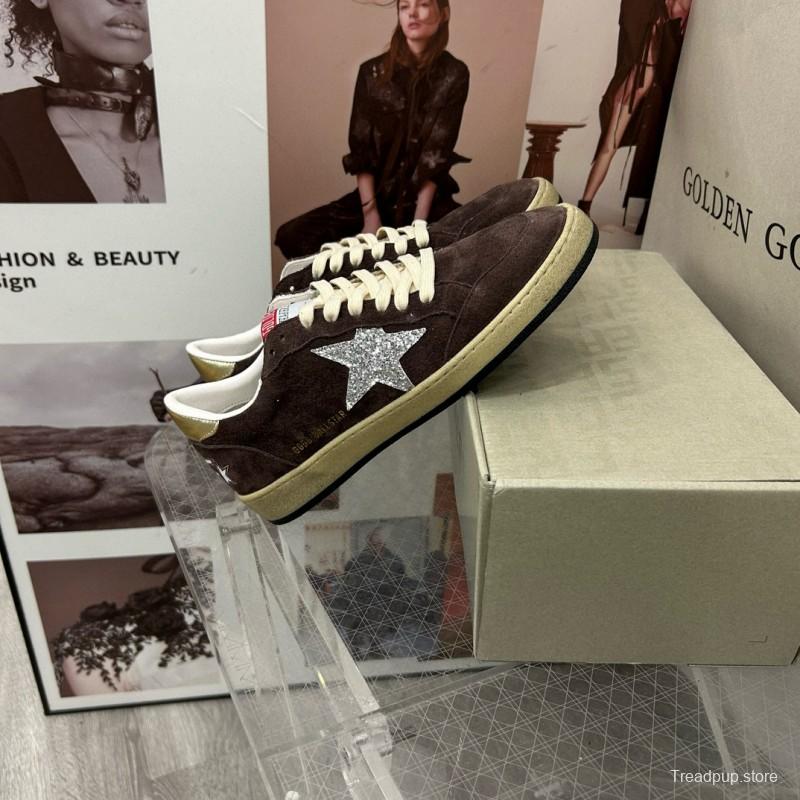 2024 Unisex GGDB Brown Silver Suede Leather Sneakers MJ00260