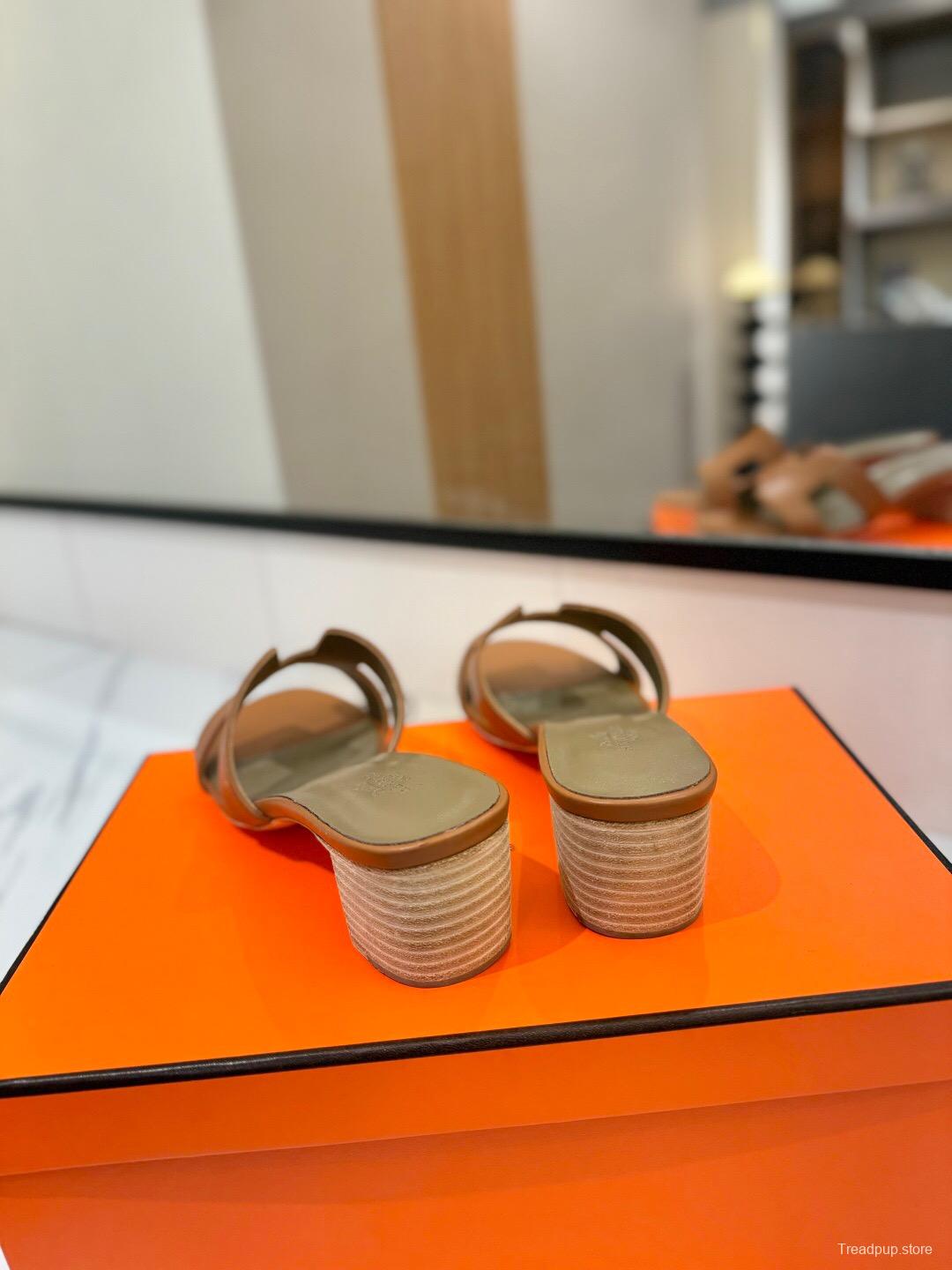 2025 Women Hermès Brown Leather Sandals