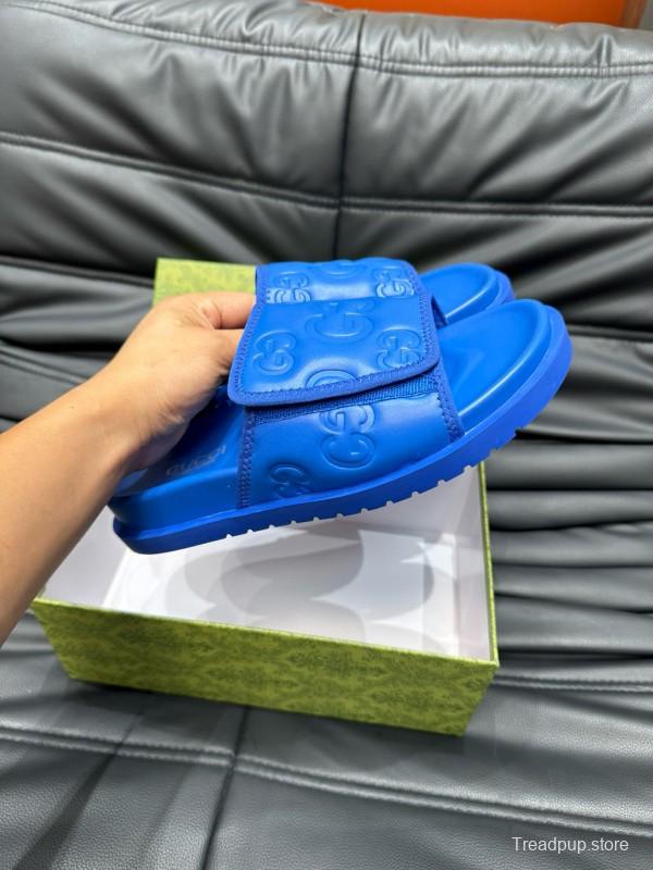 2024 Slippers Gucci Blue Leather Slippers MJ00200