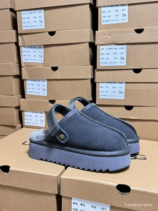 2024 Women UGG Grey Suede Slip-On Slippers MJ00170