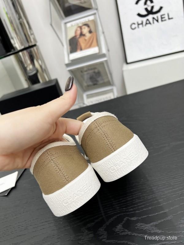 2025 Women Chanel Brown Canvas Sneakers LY00230