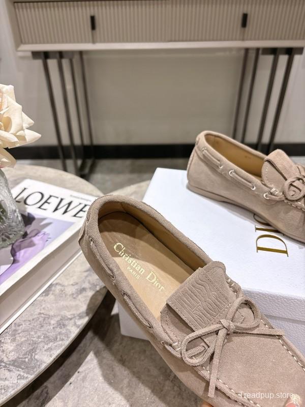 2025 Women Dior Beige Suede Loafers
