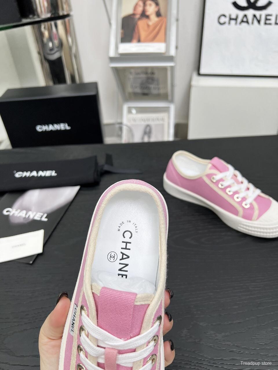 2025 Women Chanel Pink Canvas Sneakers