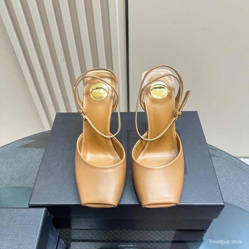 2025 Women Yves Saint Laurent Tan Calf Leather Heels KFY00280
