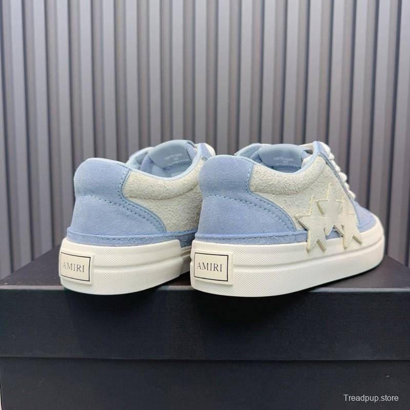 2024 Unisex Amiri Blue White Canvas Suede Sneakers MJ00300