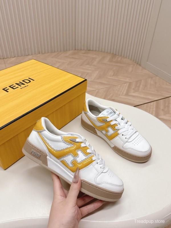 2025 Unisex Fendi White Yellow Leather Plimsolls FD Match LY00360(F)/LY00370(M)
