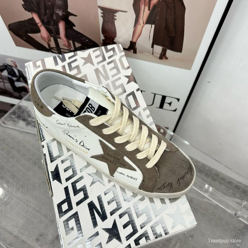 2024 Women GGDB White Grey Suede Leather Sneakers