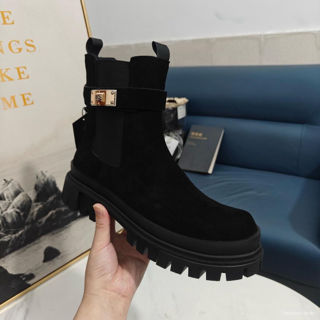 2024 Women Dolce & Gabbana Black Suede Boots MJ00390