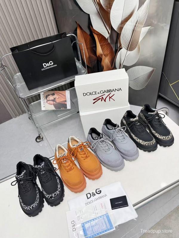 2024 Unisex Dolce & Gabbana Grey Leather Derby Casual Shoes MJ00360