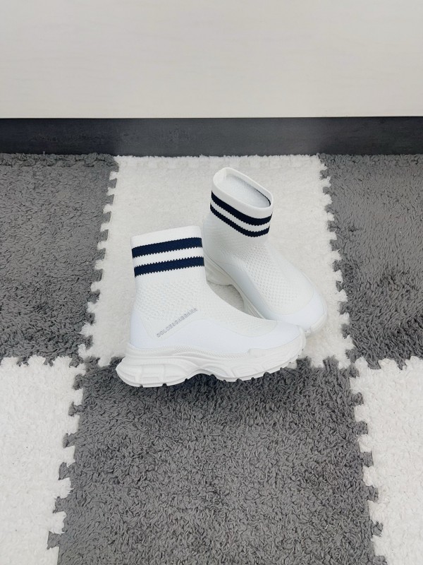 2024 Kids Dolce & Gabbana White Pink Black Knit Fabric Sneaker