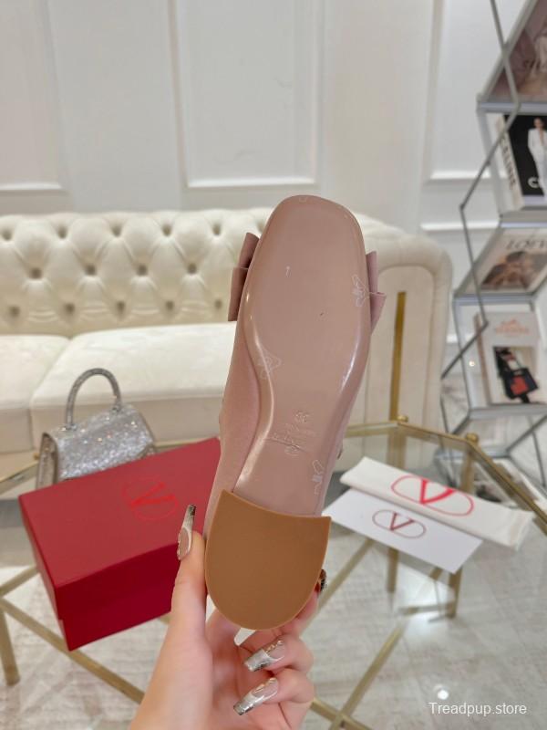 2025 Women Valentino Pink Cotton Mary Jane Bow LY00300