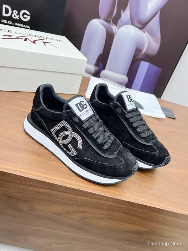 2025 Men Dolce & Gabbana Black Suede Sneakers LY00300