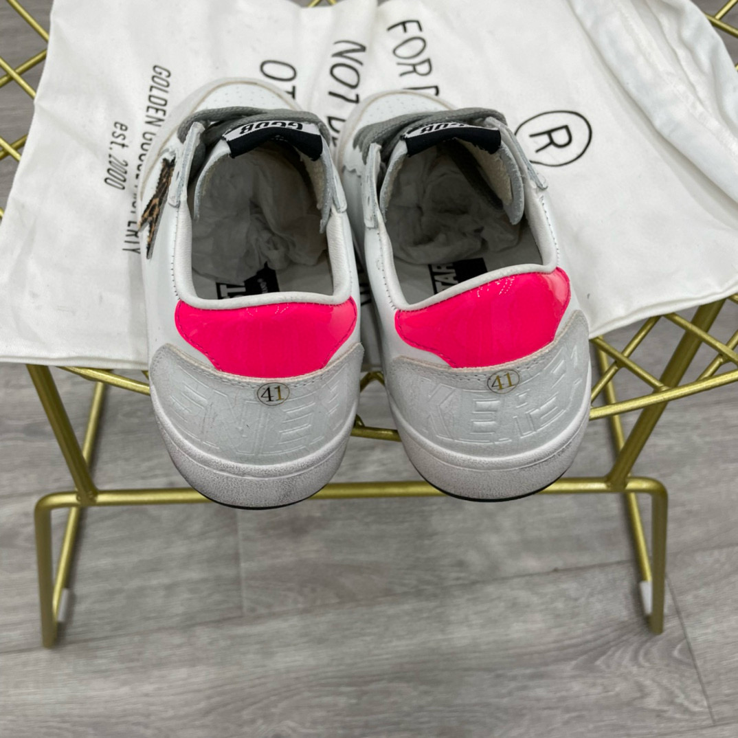 2024 Unisex GGDB White Pink Leopard Print Leather Suede Low Top Sneakers MJ00260