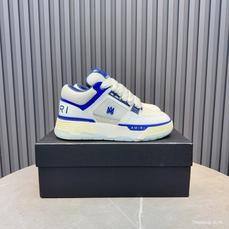 2024 Unisex Amiri White Blue Leather Sneakers MJ00360