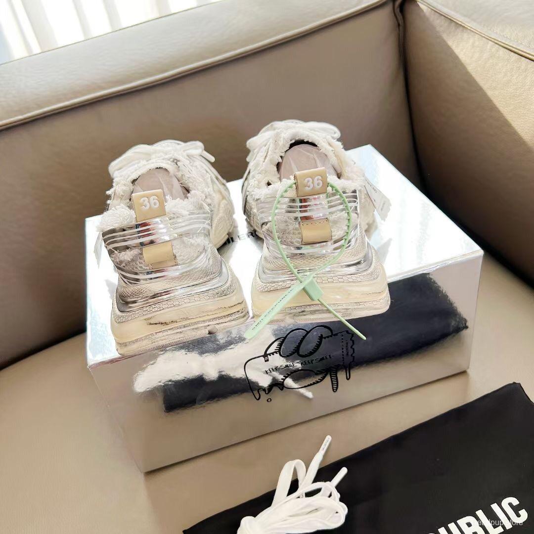 2025 Women Smile Republic White Silver Mesh Leather Sneakers