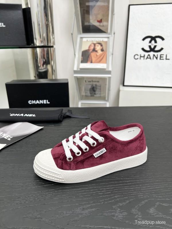 2025 Women Chanel Burgundy Canvas Sneakers LY00231