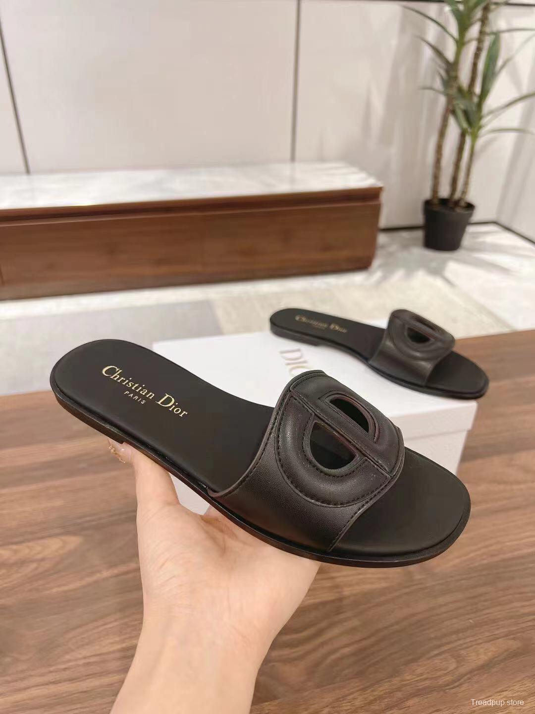 2025 Slippers Dior Black Leather Slippers LY00260