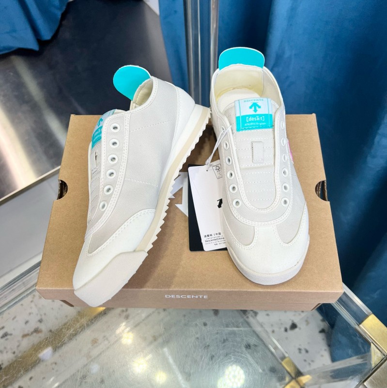 2024 Unisex DESCENTE迪桑特 White Pink Canvas Sneakers