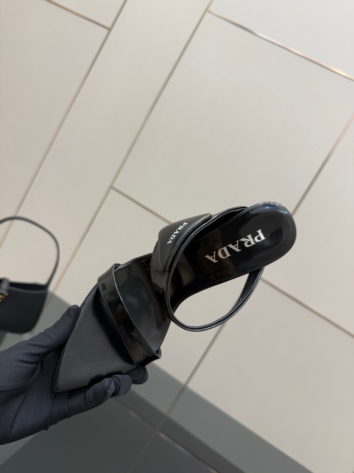 2025 Women Prada Black Leather Sandals