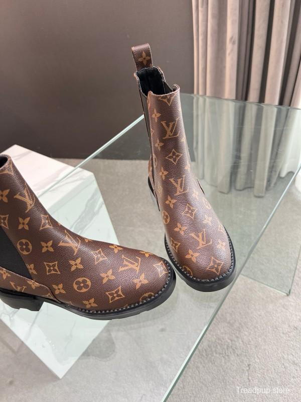 2024 Women Louis Vuitton Brown Leather Boots MJ00310