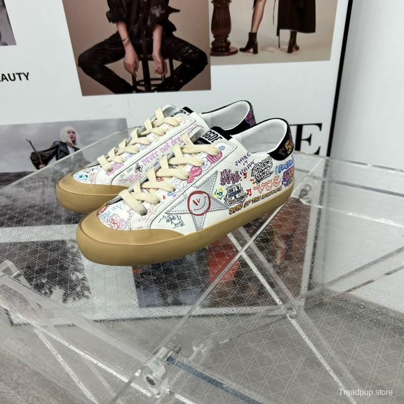 2025 Women GGDB White Multi Leather Sneakers