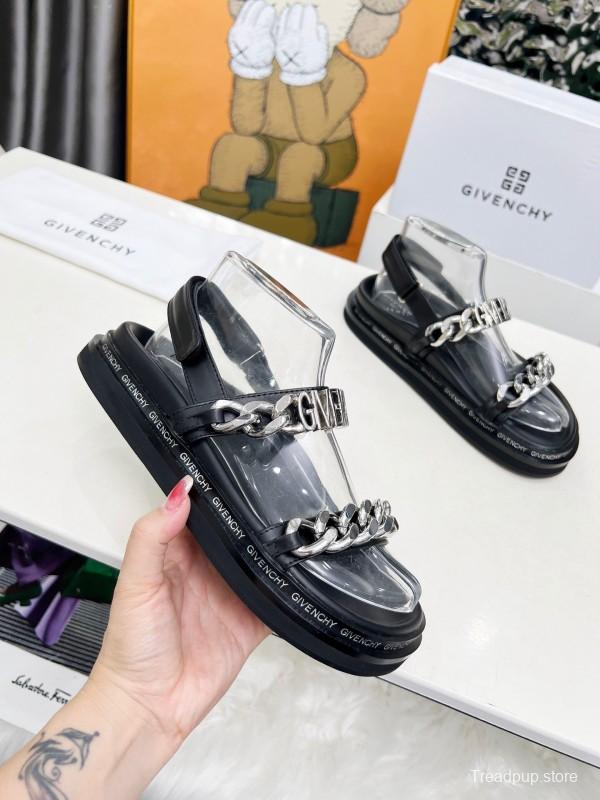 2025 Women Givenchy Black Transparent Rubber Sandals Chain Detail LY00260