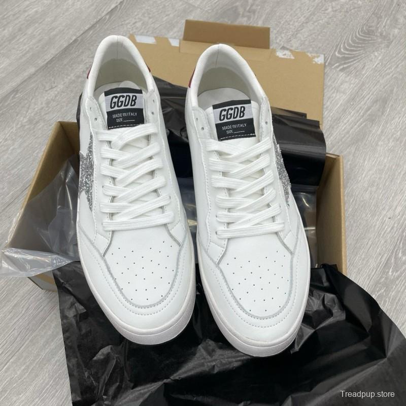 2024 Unisex GGDB White Silver Glitter Leather Sneakers MJ00260