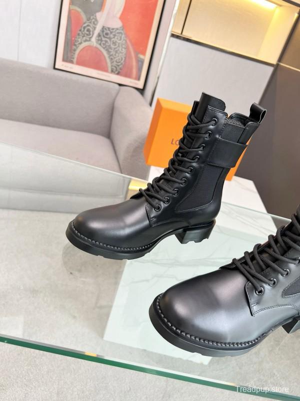 2024 Women Louis Vuitton Black Leather Boots MJ00320