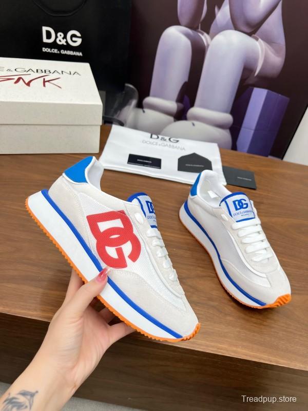 2025 Unisex Dolce & Gabbana White Blue Red PU Casual Sneakers LY00300
