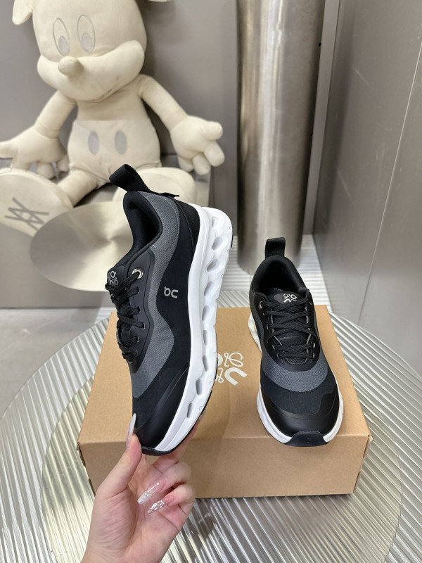 2025 Unisex Loewe Black Grey Leather Mesh Sneakers