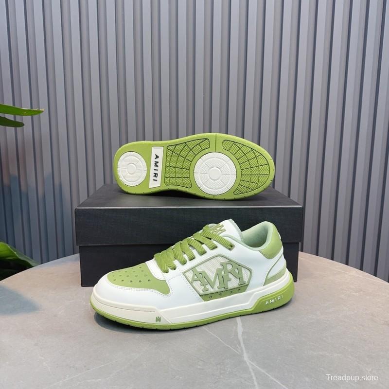 2025 Unisex Amiri Green White Leather Sneakers MJ00360