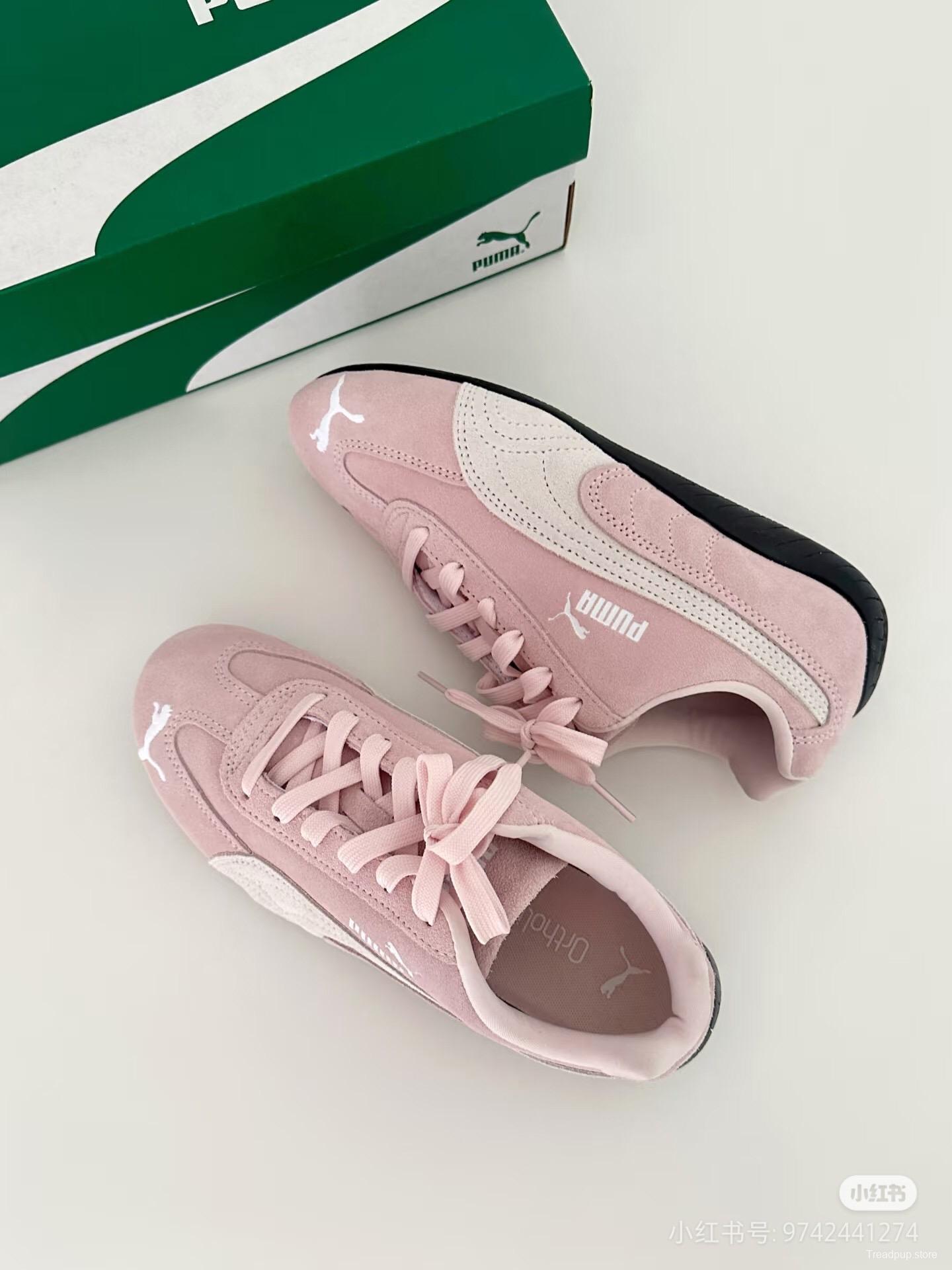 2025 Women Puma Pink White Suede Sneakers