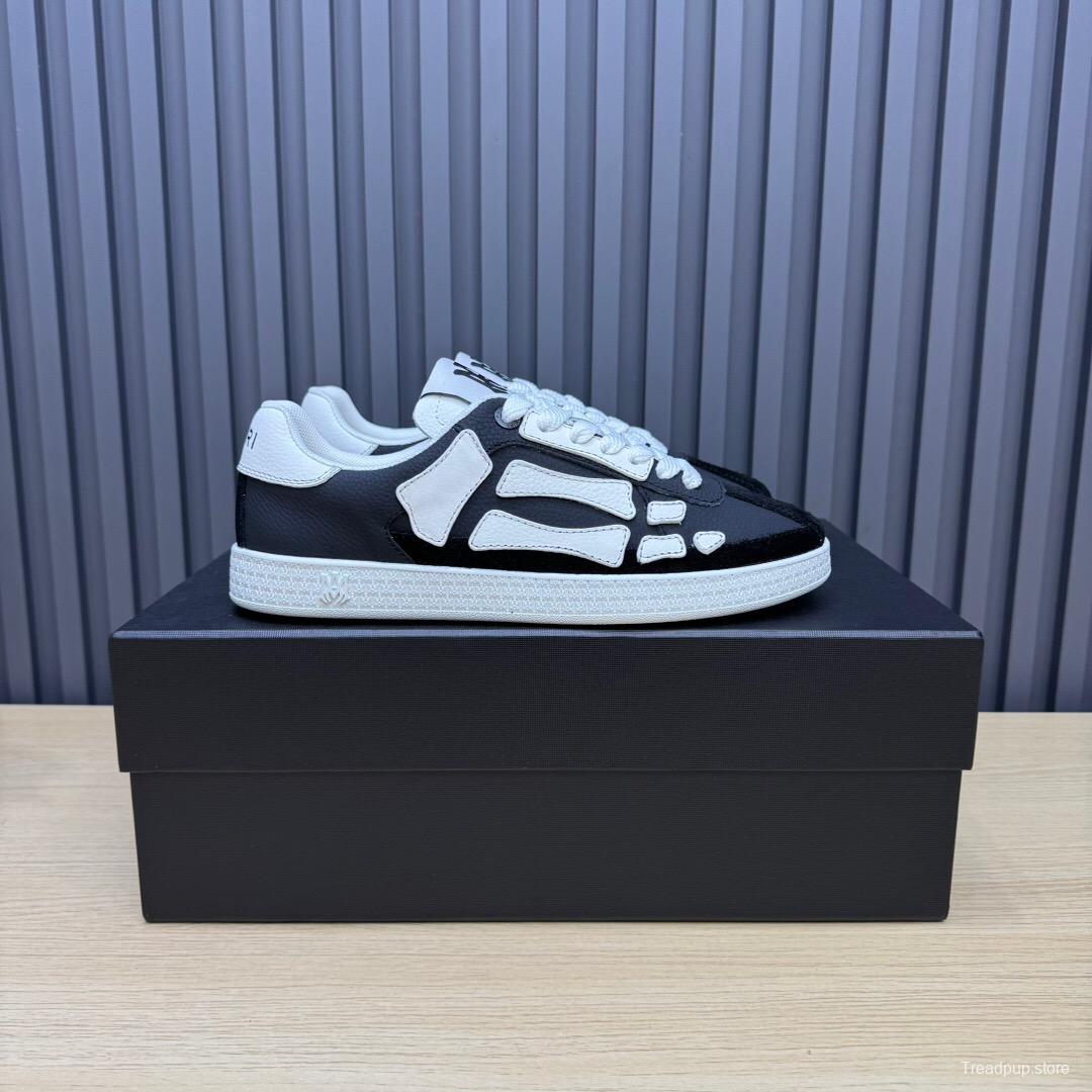 2025 Unisex Amiri Black White Leather Mesh Sneakers Skeleton Design LY00280