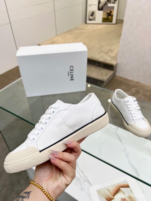 2025 Women Celine White Canvas Sneakers LY00210