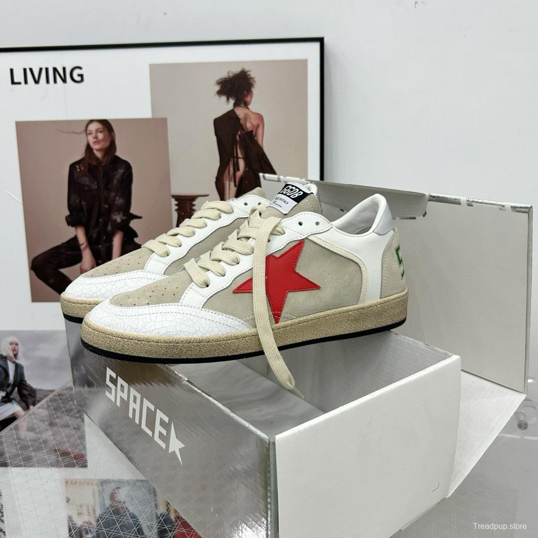 2024 Unisex GGDB White Beige Red Suede Leather Low-Top Sneakers MJ00260