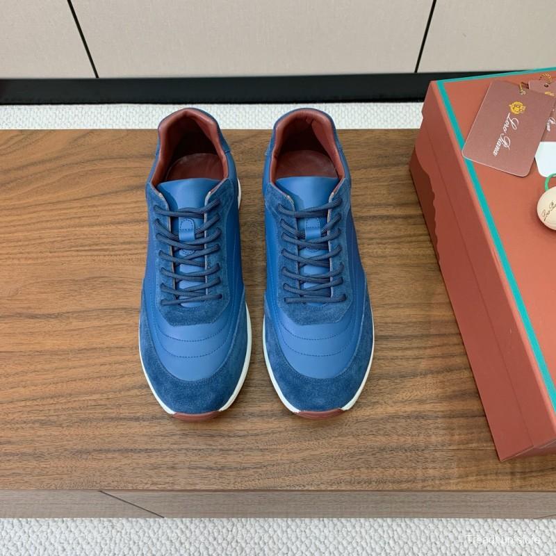 2025 Unisex Le Parmentier Blue Brown Suede Leather Sneakers LY