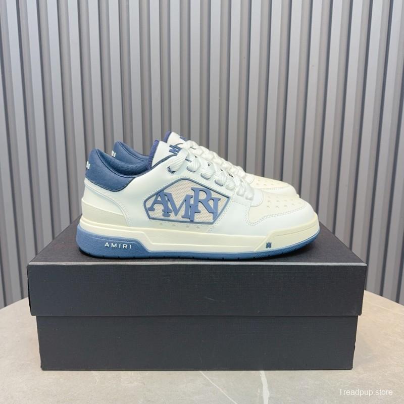 2025 Unisex Amiri White Blue Leather Sneakers MJ00360