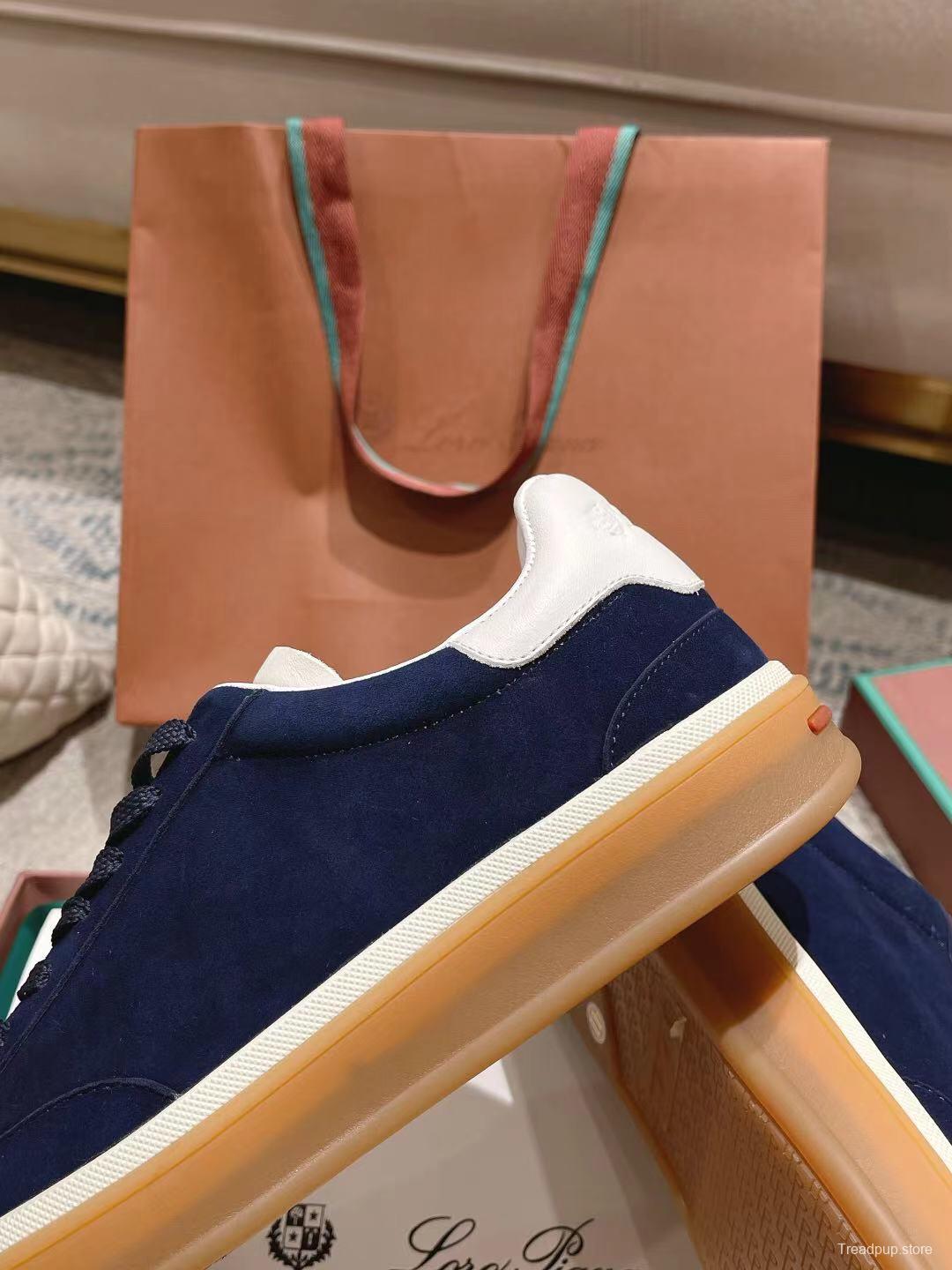 2025 Unisex Le Parmentier Navy White Suede Leather Sneakers LY00320(F)/LY00330(M)