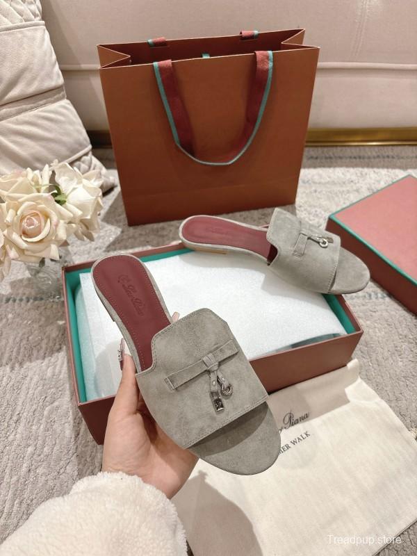 2025 Women LP Brown Suede Slippers LY00370