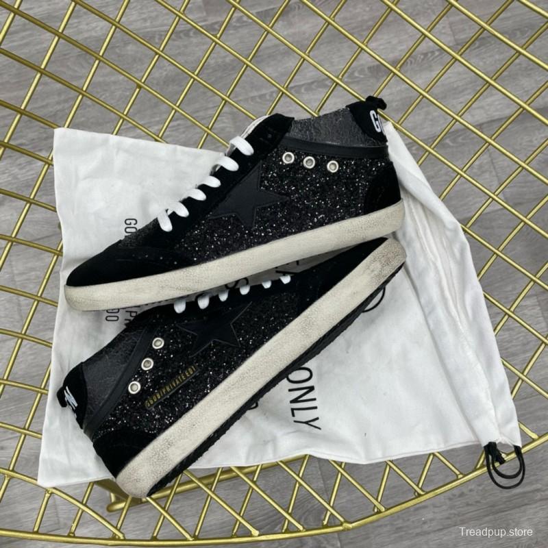 2024 Unisex GGDB Black Suede Glitter High Top Sneakers MJ00300