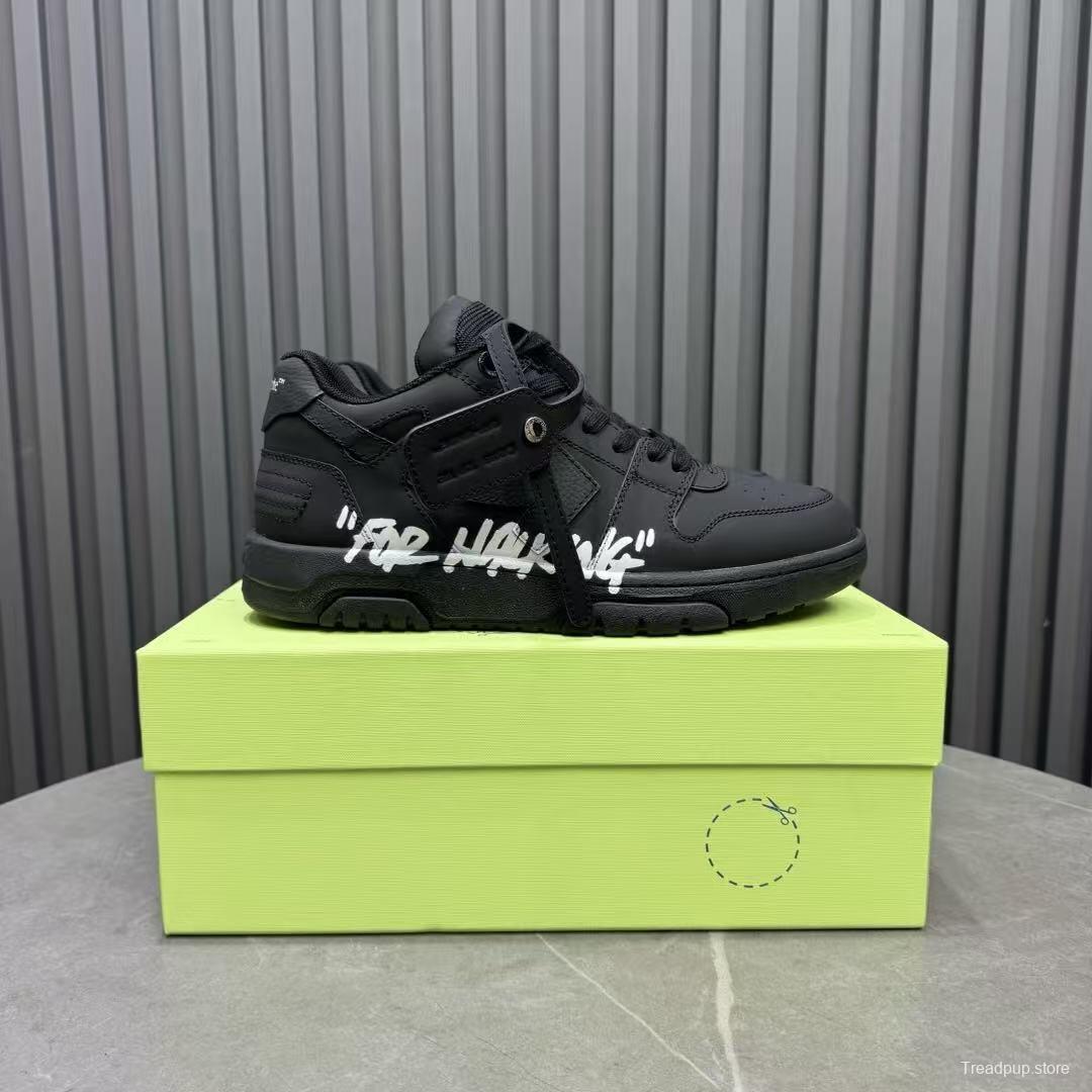 2025 Men OFF WHITE Black Leather Sneakers KFY00320