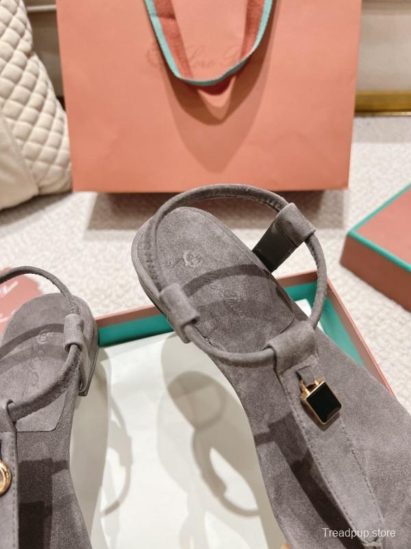 2025 Slippers LP Gray Suede Sandals LY00250