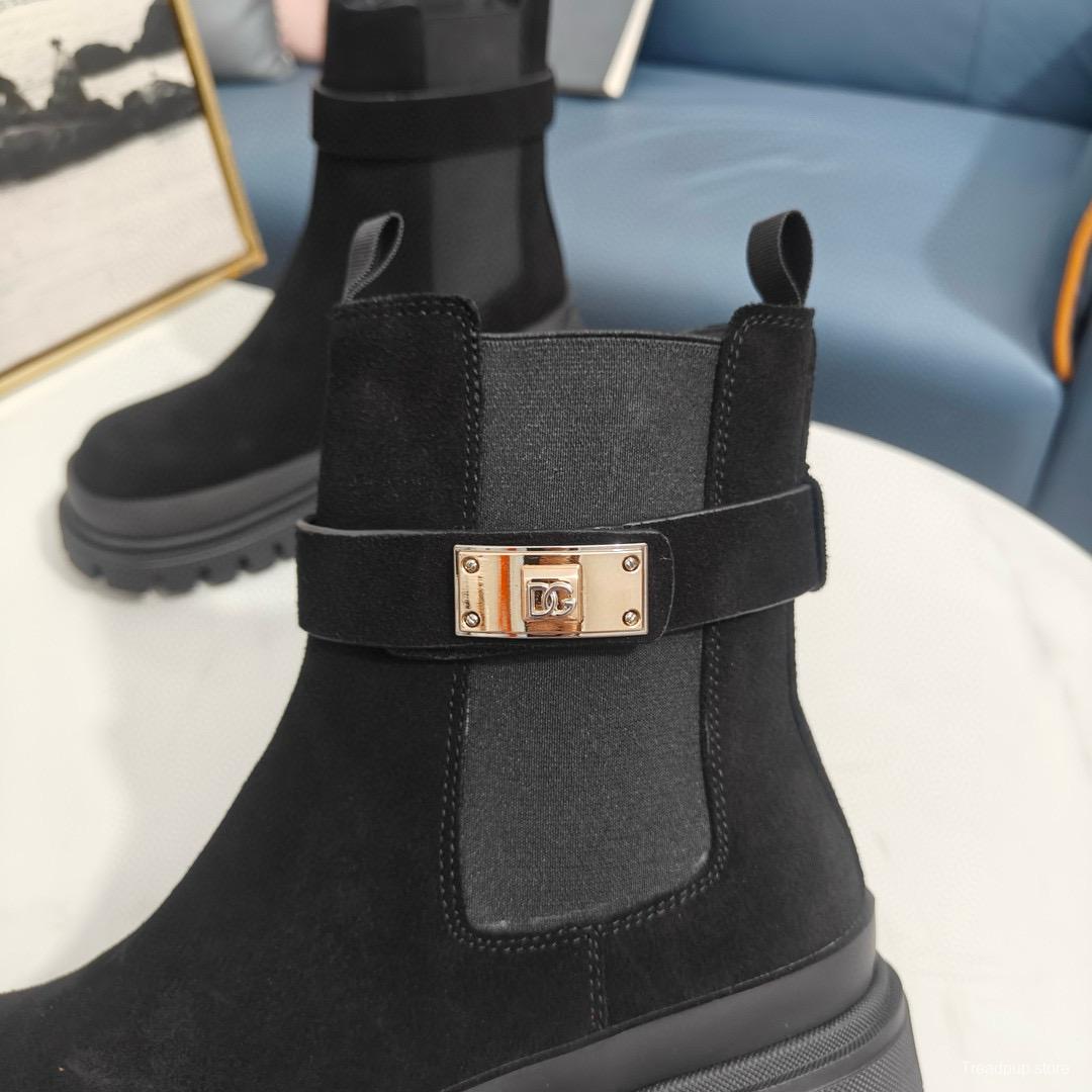 2024 Women Dolce & Gabbana Black Suede Boots MJ00390
