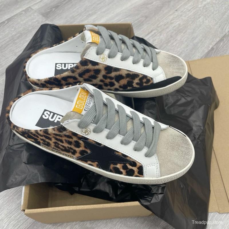 2025 GGDB White Black Leopard Print Suede Leather Slip-On Sneakers