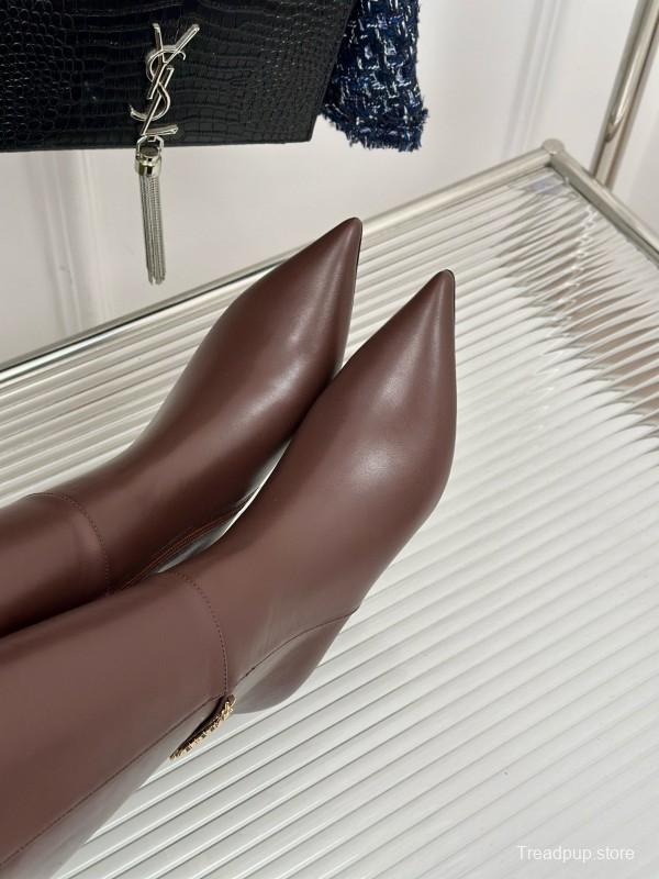 2024 Women Gucci brown calf leather boots chain MJ00550